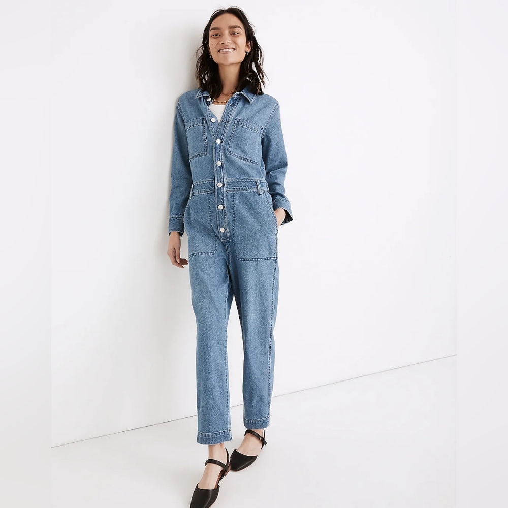 Denim Relaxed Coverall Jumpsuit in Glenroy Wash